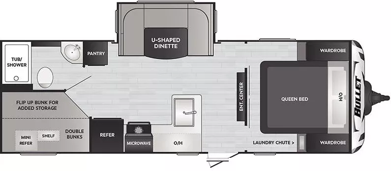 28 Foot Bunkhouse with Slide floor plan