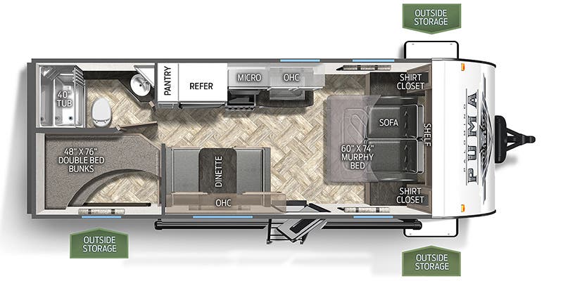 25 Foot Puma with Bunkhouse floor plan